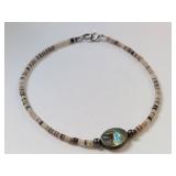 Sterling Silver Beaded Bracelet with Abalone Shell