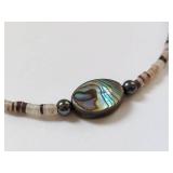 Sterling Silver Beaded Bracelet with Abalone Shell