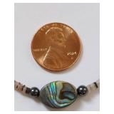 Sterling Silver Beaded Bracelet with Abalone Shell