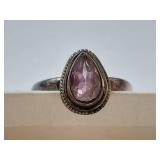 Sterling Silver Ring with Purple Stone