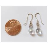 Sterling Silver Teardrop Earrings with Clear Gemstones