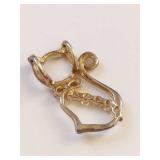 Vintage Sterling Silver Cat-Shaped Rhinestone Pendant