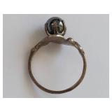 Sterling Silver Ring with Beautiful Black Pearl Motif Stone