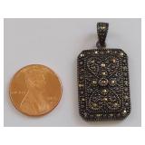 Vintage Sterling Silver Marcasite Pendant