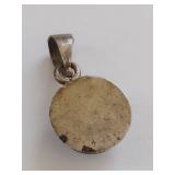 Vintage Blue Stone Silver-Tone Round Pendant