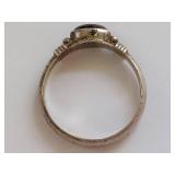 Vintage Gold-Toned Ring with Red Gemstone