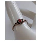 Vintage Red Stone Ring with Intricate Design