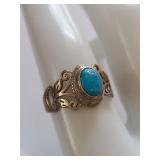 Vintage Sterling Silver Ring with Turquoise Stone