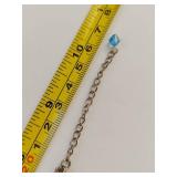 Sterling Silver Chain Necklace with Blue Crystals and White Pearls