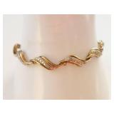 Gold-Tone Sterling Bracelet with Accents, 925 Marked