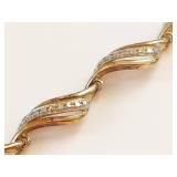 Gold-Tone Sterling Bracelet with Accents, 925 Marked