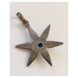 Vintage Sterling Silver Star Pendant with Turquoise Stone