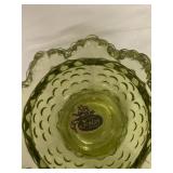 Pair of Fenton Hobnail Fairy Lamps - Vintage Green Glass