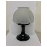 Rare Jet Black Base Pedestal Fairy Lamp with Frosted Shade