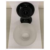 Rare Jet Black Base Pedestal Fairy Lamp with Frosted Shade