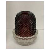 Vintage Mosser Glass Fairy Lamp - Amethyst & Clear