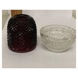 Vintage Mosser Glass Fairy Lamp - Amethyst & Clear