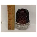 Vintage Mosser Glass Fairy Lamp - Amethyst & Clear