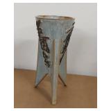 Unique Geometric Handcrafted Ceramic Vase with Decorative Elements