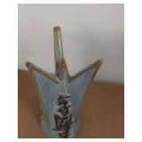 Unique Geometric Handcrafted Ceramic Vase with Decorative Elements