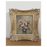 Vintage Floral Painting by Madeline R. C. Mothers, 1954 - Ornate Frame
