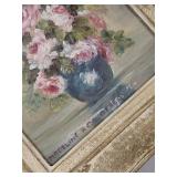 Vintage Floral Painting by Madeline R. C. Mothers, 1954 - Ornate Frame