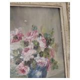 Vintage Floral Painting by Madeline R. C. Mothers, 1954 - Ornate Frame