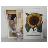 Art Prints and Playing Card Lot - Klimt, Sunflower, Vintage Card