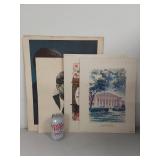 SIGNATURE NOT AUTHENTICATED John F. Kennedy & Jacqueline Kennedy Memorabilia Lot - Art Prints & Portraits