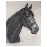 Three Artworks: Charcoal Horse Drawings R Ramstad & Bill Sucke Print