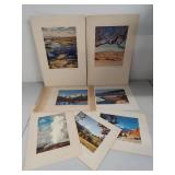 Collection of Vintage Landscape Prints including by Mario Bucovich