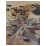 Two Flower Artworks: Mixed Media with Feathers & Watercolor Sunflower