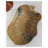 Vintage Ceramic Chinese Teapot, Bowl, and Leaf-Shaped Tray Set