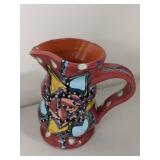 Colorful Hand-Painted Ceramic Vase, Jug, Plate, and Mask