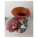 Colorful Hand-Painted Ceramic Vase, Jug, Plate, and Mask