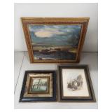 Three Framed Artworks - Vintage and Antique Style with Unique Frames