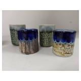 Set of 7 Artisan Ceramic Vases and Cups with Unique Glazes