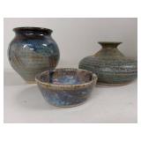 Set of 7 Artisan Ceramic Vases and Cups with Unique Glazes