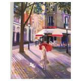 Set of 3 Signed Lisa Vorce-Cage Parisian Scene and Portrait Canvas Paintings