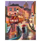 Set of 3 Signed Lisa Vorce-Cage Parisian Scene and Portrait Canvas Paintings