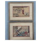 Pair of Framed Japanese Ukiyo-e Prints by Harunobu Suzuki and Seiko Miyagawa
