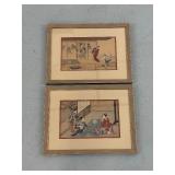Pair of Framed Japanese Ukiyo-e Prints by Harunobu Suzuki and Seiko Miyagawa