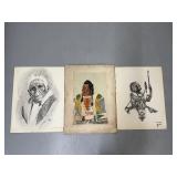 Collection of 3 Native American Art Prints Signed by Artists