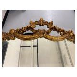 Ornate Gold Gilt Wood Wall Mirror with Decorative Frame, 47x36 Inches