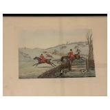 Set of 4 Framed Vintage Fox Hunting Prints with Horses and Hounds
