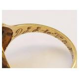 10k Gold Engraved Locket Signet Ring Size 6, 5.33 grams