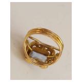 14k Gold Ring with Aquamarine Stone, Size 6, 6.15g, Vintage Design
