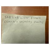 Sterling Silver Brown Country Baskets Charms