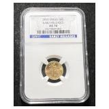 2010 AMERICAN GOLD EAGLE 1/10TH TROY OZ .999 FINE GOLD NGC MS70