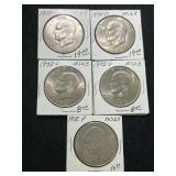 GROUP OF 5 US EISENHOWER DOLLARS